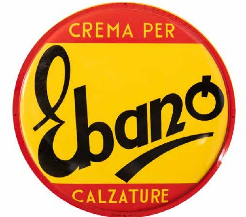 Ebano crema per calzature, insegna in lamiera – il logo definitivo (p. 101)