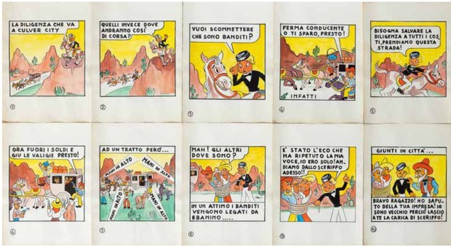 «Ebanino e la diligenza» – la striscia a fumetti Le avventure di Ebanino, anni ’60 (p. 111)